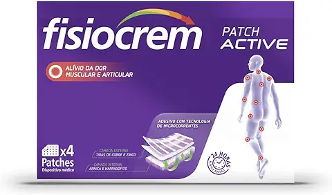 FISIOCREM Parche Active - 4 Parches - Tecnología de Microcorrientes - Alivio del Dolor Muscular, Articular y Contracturas - 24h de Alivio y Adhesión  