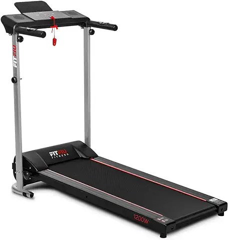 FITFIU Fitness MC-160 - Cinta de Correr y Andar Plegable ultracompacta, Velocidad máxima de 10km/h con Pulsómetro, Superficie 36x100cm, Potencia 1200w, 12 programas de Entrenamiento