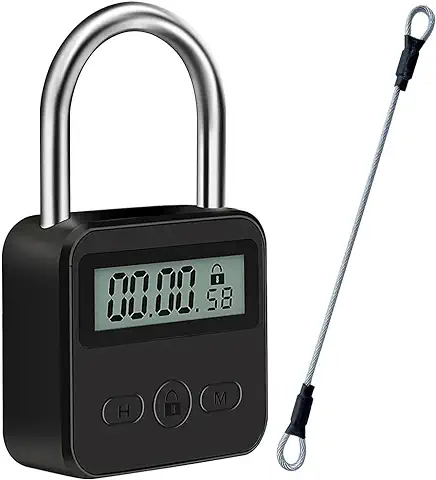 Fivtsme Bloqueo de Tiempo Inteligente, Smart Time Lock, Bloqueo Digital con Pantalla LCD, Candado de Seguridad Recargable USB, Bloqueo de Tiempo Digital Máximo de 99 Horas para Prevenir Malos Hábitos  