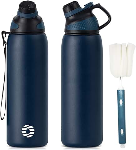 Fjbottle Botella Agua Acero Inoxidable con Tapa Magnética 1L, 800ml, 600ml, 400ml sin BPA Botella Termica para Niños, Deportiva Termo  