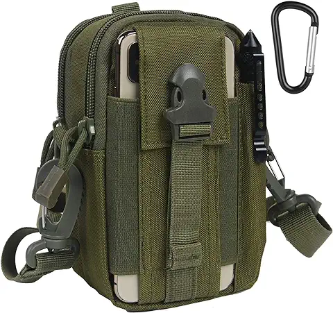 Flintronic Bolsa Cintura Táctica, Bolso Cinturón Táctica Militar Compacta 1000D Nylon para Herramientas Pequeñas de Multiusos Teléfono Móvil al Aire Libre Deportes Senderismo y Camping, con Mosquetón  