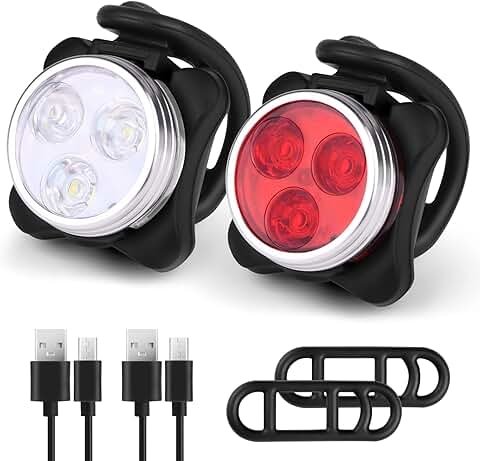 Flintronic Luz Bicicleta LED, Luz Bicicleta Recargable USB, Luz para Bicicleta de Montaña con Ojo de Gato, Súper Brillante Luz LED para Bicicleta, para Ciclistas-Rojo+Blanco  