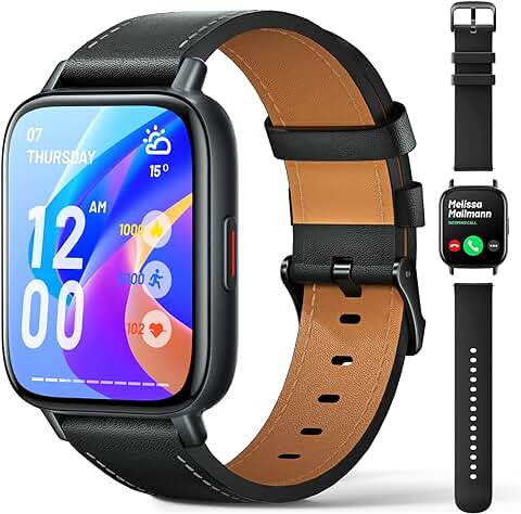 FMK Reloj Inteligente Hombre con Llamadas - Smartwatch Hombre Deportivo 1.7" HD con Presión Arterial, Ritmo Cardíaco, SpO2, IP67 Waterproof Fitness Tracker Smartwatch para Android con 2 Negro Correas  