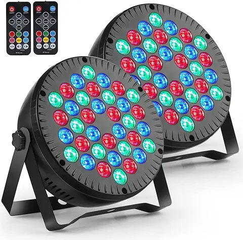 Focos LED 36W Foco RGB Luz Colorida con Control DMX y Mando, Luces de Fiesta, Discoteca, Conciertos y Celebraciones - 2 Piezas  