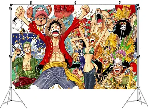 Fondo de Cumpleaños de One Piece Fondo Fotografía de One Piece Fondo de Decoración de Fiesta One Piece Póster de Tela de Cumpleaños Banner de Fondo Tema de One Piece de Feliz Cumpleaños (150 x 100 cm)  