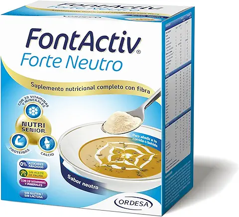 FontActiv Forte Sabor Neutro- Suplemento Nutricional con Fibra para Adultos 0% Azúcares Añadidos- 10 Sobres x 30 gr  