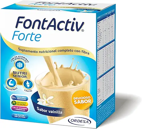 FontActiv Forte Sabor Vainilla - Suplemento Nutricional con Fibra para Adultos 0% Azúcares Añadidos- 14 Sobres x 30 gr  