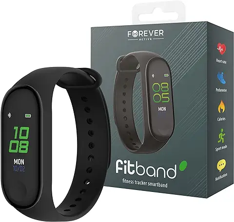 FOREVER Fitband – Pulsera de Fitness Conectada Tracker de Actividades y Frecuencia Cardíaca Discreta y Ligera, Larga Duración  