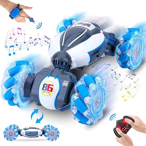 Fosgoit Coche Teledirigido para Niños con La Mano, Coche RC Drift Car 4x4 2.4GHz 360° Grados 2 Baterías Recargable Remote Control Car 4 5 6 7 8 9 10 Años, Regalos de Juguete para Niñas Adulto  