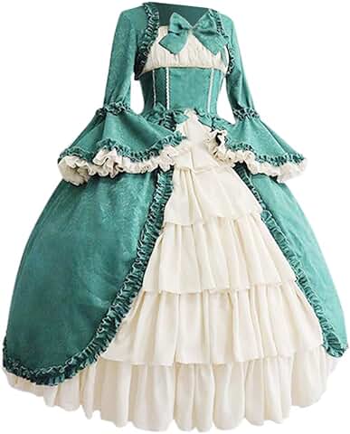 Fossenfeliz Mujer Vintage Corte Gótico Cuello Cuadrado Patchwork Vestido Garrote De Maza Medieval  