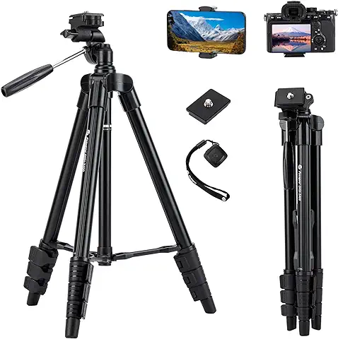 Fotopro Cámara Trípode, 120cm Ligero Tripod de Aluminio, Tripode Movil con Remoto Bluetooth, Tripode Portátil con Cabeza de 3 Vías para IPhone, DSLR Canon, Nikon, Sony  