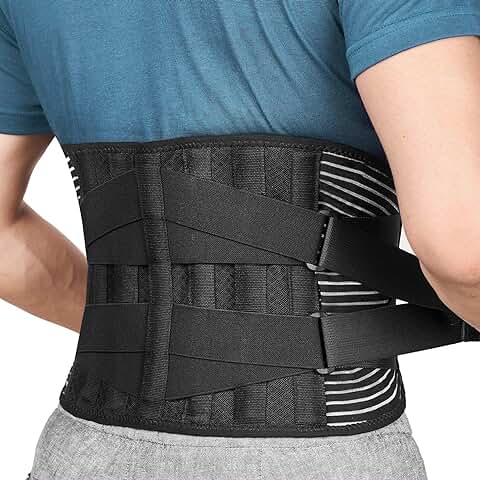 FREETOO Faja Lumbar Para Hombre y Mujer con 6 Varillas de Soporte, Cinturón Lumbar con Doble Ajuste, Transpirable Faja Lumbar Hombre Trabajo (M(waist:29.5''-37.4'')  