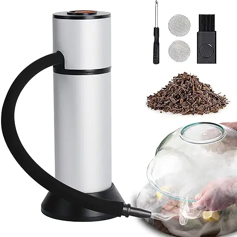 FrideMok Set de Ahumado con pipa de Humo,Smoking Gun Portátil Cocina Molecular con Chips de Madera para Comida, Carnes, Quesos, Bebidas - Plata  