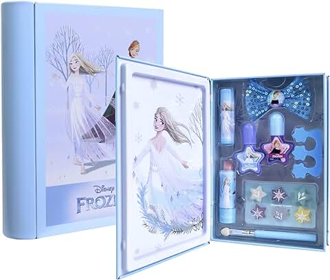 Frozen Snow-Magic Book, Libro de Belleza con Productos de Maquillaje de Frozen, Kit de Maquillaje Divertido, Accesorios Coloridos, Juguetes y Regalo para Niñas  