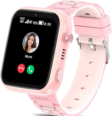 Fsdibst Reloj Inteligente Niños 4G GPS,SOS Reloj Teléfono Videollamada, WiFi GPS Smartwatch Niño Niña con Mensajes, Cámara, Vídeo Música, Podómetro, Regalos para Niños Niñas (Rosa)  