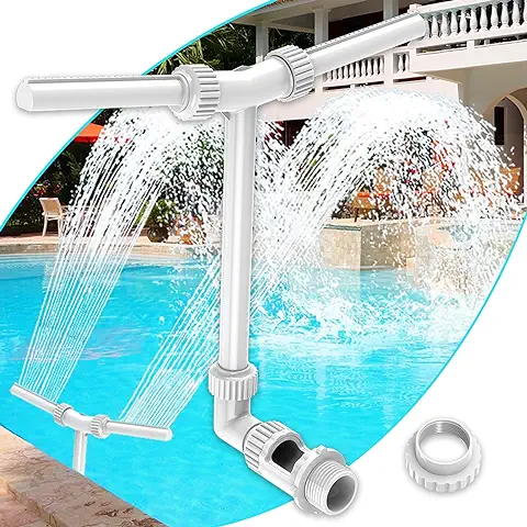 Fuente de Piscina, Accesorios de Piscina de Doble Chorro para Piscina Fuera del Suelo/subterráneo, Fuente de Piscina Ajustable 2 en 1 para Piscina Fuera del Suelo, Riego de Jardín al aire Libre  