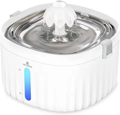 Fuente Ultra Silenciosa para Gatos, APETDOLA Bebedero Automáticao para Gatos y Perros de 2L, Fuente Agua Gatos con 6 Capas Filtrada, 4 Alturas de Fuente y Bandeja de Acero Inoxidable  