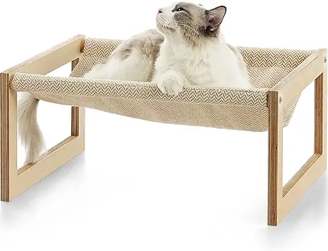 FUKUMARU Cama Elevada para Perro y Gato, Grande y Transpirable, Hecha de Abedul, 53B x 42L x 25H cm - Ideal para Perros Pequeños y Gatos  