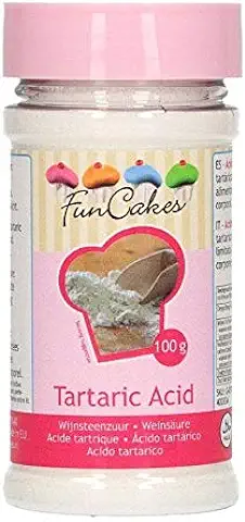 FunCakes Ácido Tartárico FunCakes: Conservante Natural, Estabilizador para las Claras de Huevo, Usado para Cocinar y Hornear. 100g  