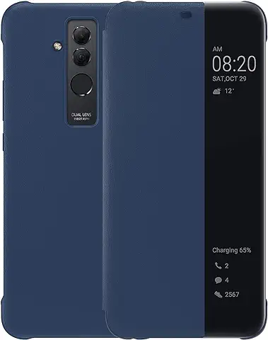Funda para Huawei Mate 20 Lite, Funda de piel Sintética de lujo para Teléfono Móvil, Smart View Flip Cover [modo de Ahorro de Energía] [Protección Integral] (Mate20Lite, Azul)  