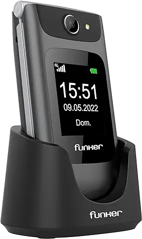 Funker C250 Comfort Power 4G - Teléfono Móvil 4G Volte de Tapa para Mayores, Teclas Grandes, Fácil de Usar, Botón SOS, USB-C, 3 Memorias Directas, 2000 Contactos, Batería 1450mAH, Base Cargadora  