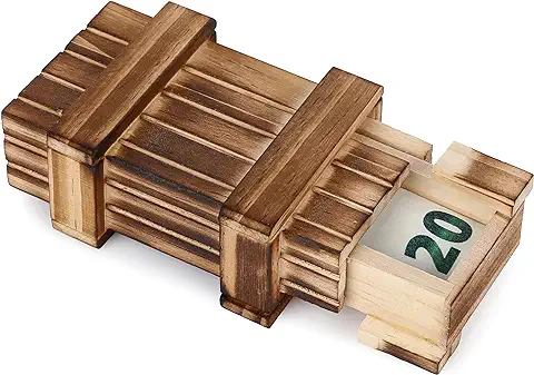 FunX Caja Fuerte de Madera con Compartimento Secreto – Caja de Regalo Creativa para Bodas, Cumpleaños, Consagración Juvenil, boda de Madera – Caja de Rompecabezas Mágica de Madera Auténtica – 10 x 6 x  