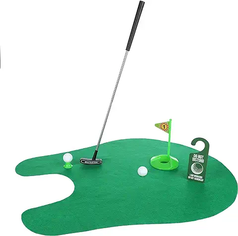 FunX Set de Regalo de golf para Inodoro – Divertido Regalo para Hombres de golf para Baño con Alfombrilla de Putting – 7 Piezas  