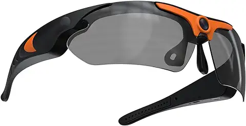 Gafas de Cámara, Gafas de Sol de Vídeo 1080P Full HD, Gafas de Cámara de Tiro Portátiles con Lentes Polarizadas, Grabación de Audio Y Vídeo, para Ciclismo, Senderismo, Caza, Regalos(Naranja)  