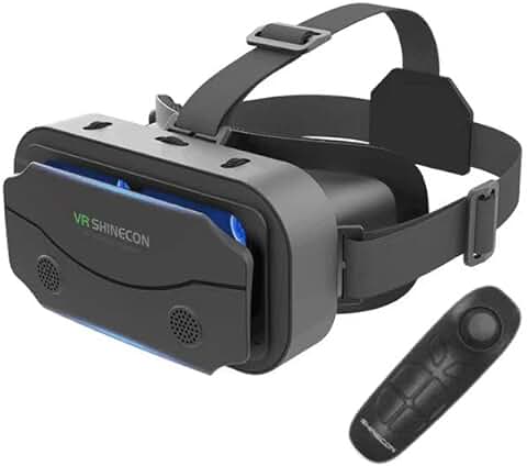 Gafas de Realidad Virtual 3D, Gafas de Realidad Virtual y Cómodas para Smartphones de 4,5 a 7,2 Pulgadas, Samsung, Android, ángulo de Visión de 90-100°, Rotación de 360°, con Controlador (Negro)  