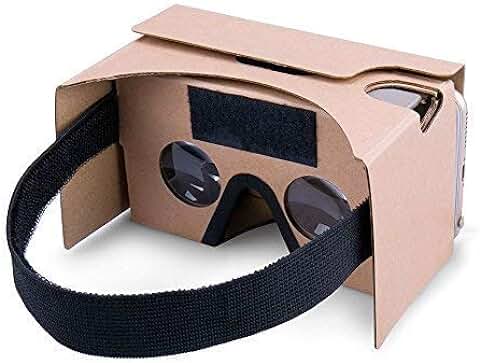 Gafas de realidad virtual de Google Cardboard, VR 3D Box con lente óptica 3D transparente grande y cómoda correa para la cabeza para todos los smartphones de 3-6 pulgadas (amarillo, 1 paquete..