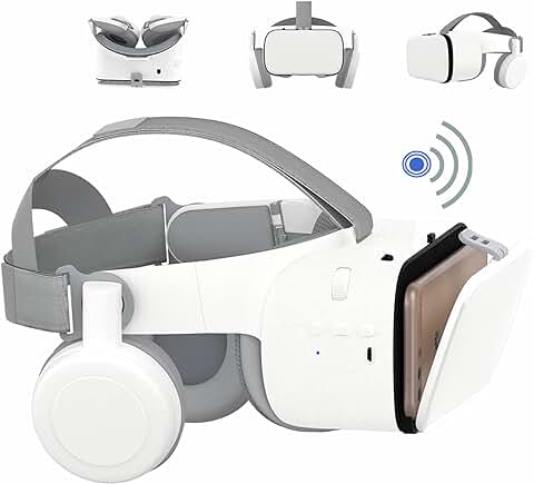 Gafas VR Auriculares Bluetooth VR para IPhone/Samsung... Gafas de Realidad Virtual 3D con Control Remoto Inalámbrico, Gafas VR para Películas y Juegos Compatibles con Android/iOS (Blanco)  