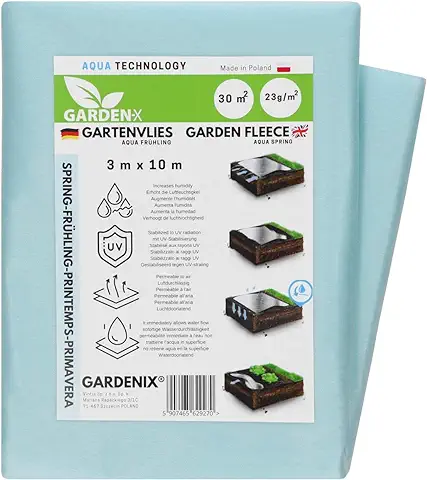 GARDENIX® 30 m² Vellón de Protección Contra Congelación para Primavera, Alta Estabilización UV, Permeable al Agua, Cubierta de Primavera para Plantas (3m x 10m)  