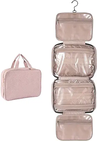 Garsumiss Bolsas de Aseo Neceser Organizador Maquillaje Viaje Bolsa CosméTicos Almacenamiento Tocador Impermeable con Gancho para Colgar Accesorios BañO,Champú,Contenedor TamañO Completo(Rosa)  