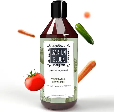 Garten Glück Abono Tomates Orgánico, 500ml - Abono Huerto Urbano Líquido: Fertilizante Tomates Cherry, Calabacines, Berenjenas - Abono para Tomates y Pimientos - Abono Liquido Huerto en Casa Ecologico  