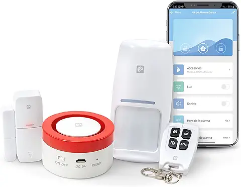 Garza Smart - Kit Sistema de Alarma Inteligente Wifi para el Hogar, Sirena 120 dB, Sensor Movimiento y Apertura de Puertas/Ventanas, Alarma sin Cuotas, Wifi 2,4 GHz, Control Remoto a Través de app  