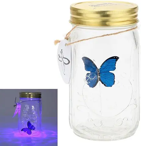 Gearmax® 1 Pieza LED Romántico Lámparas de Cristal de Cristal de la Mariposa/del Tanque de la Mariposa Botella de San Valentín Decoración Regalo de los Niños(Azul)  