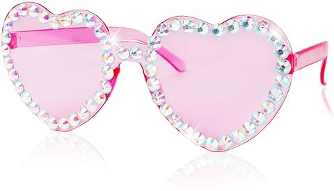 GEBETTER 1 Par Gafas de Corazón Despedida Soltera Accesorios Fiesta Hippie Cumpleaños Disfraz Carnaval Playa Piscina Verano San Valentín Navidad Regalo Amigas Mujer (Rosa)  