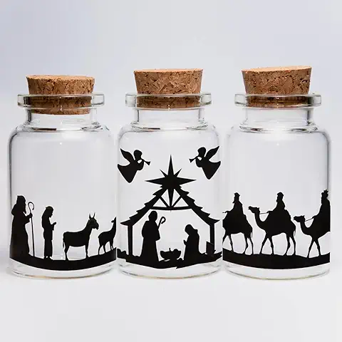 GEBETTER 3Pcs Pegatinas Reyes Magos Belén Navidad Pesebre Portal Nacimiento, Vinilos Adhesivos Navideños, Decoración Adorno Ventana Cristal Puerta Taza Vitrina Lámpara Muebles Manualidades (Negro)  