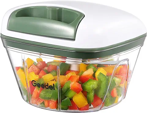 Geedel Picadora de Alimentos, Picadora Manual Fácil de Limpiar y Segura, Picadora de Verduras Rápida para Verduras, Frutas y Nueces  