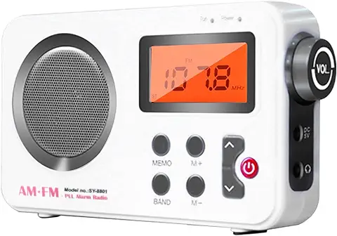 GeKLok Radio AM FM, Radio de Ducha, mini Radio Estéreo Portátil con Puerto de Auriculares, Pantalla LCD, Radio de Música Inalámbrica Impermeable para Baño  