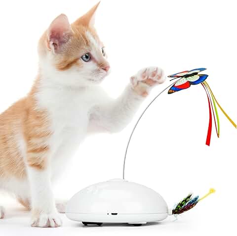 Gelrovaled Juguetes para Gatos, Juguetes Electrónicos Interactivos para Gatos Mariposa, 3 Modos de Juego para Gatos y Gatitos, Juguetes para Gatos Inteligentes, 7 Colores LED y Carga USB  