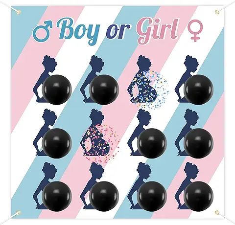 Gender Reveal Party Games - BLOOMWIN Juego de Revelación de Género Globos para Juegos de Dardos, Gender Reveal Pop the Belly Boy or Girl Baby Shower Revelación de Sexo Decoracion Bebe Niña o Niño  