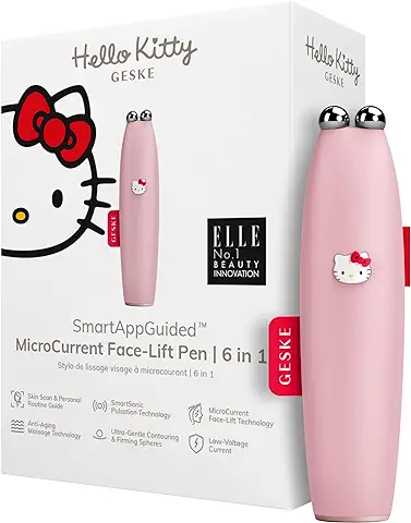 GESKE x Hello Kitty | SmartAppGuided™ MicroCurrent Face-Lift Pen | 6 en 1 | Cuidado de la piel | Dispositivo Antienvejecimiento | Lifting Facial | Piel Joven sin Arrugas | Dispositivo para la cara  