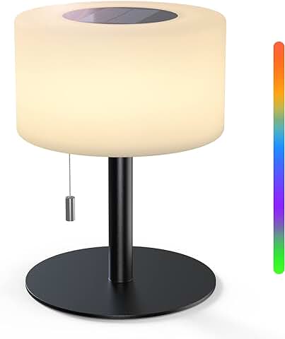 GGII Lámpara de mesa Solar para Exteriores, Portátil, Batería LED, Lámpara de mesa para Exteriores, Inalámbrico, IP44, Lámparas de mesa Solares Regulables, 7 Colores RGB para Interior/exterior  