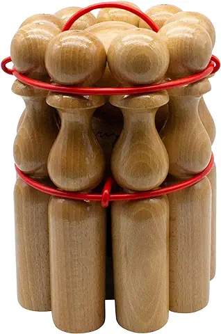 GICO Juego de Conos de Bolos de Madera para Niños y Adultos, Diversión en Interiores y Exteriores, con Productos de Calidad de Madera Maciza, 24 cm – 3018  