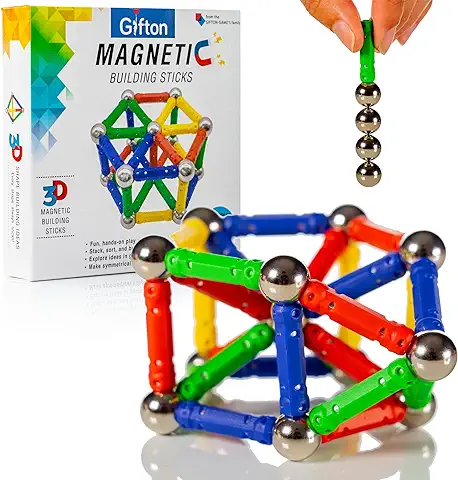 Gifton 30 Piezas Bloques de Construcción Magnéticos, Imanes Geométricos, Regalo Infantil de Reyes Magos Cumpleaños Juguetes Educativo y Creativo para Niño de 6-8 Años  