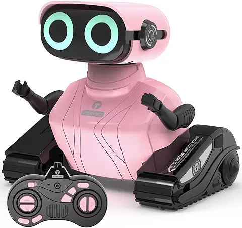 GILOBABY Robot Juguete, Control Remoto de 2,4 GHz Robots para Niños con Ojos LED, Brazos Flexibles, Sonido y Baile, Juego Educativo Regalo de Cumpleaños para Niños y Niñas 4-7 Años - Rosa  