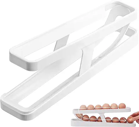 GiReich Organizador Huevos Nevera, Contenedor de Almacenamiento de Huevos para Nevera Rodant, Rejilla para Huevos de 2 Niveles con Capacidad para 12-14 Huevos, Organizador de Cocina para Despensa  