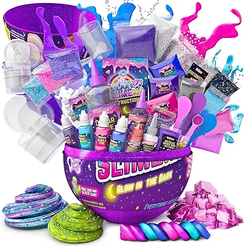 GirlZone Egg Galaxy Slime Kits para Niñas, Mide 9,5 Pulgadas de Alto, 41 Piezas para Hacer DIY Space Slime con un Montón de Diversión Glitter Slime Add In's, Grandes Regalos para Niñas de 11 Años  