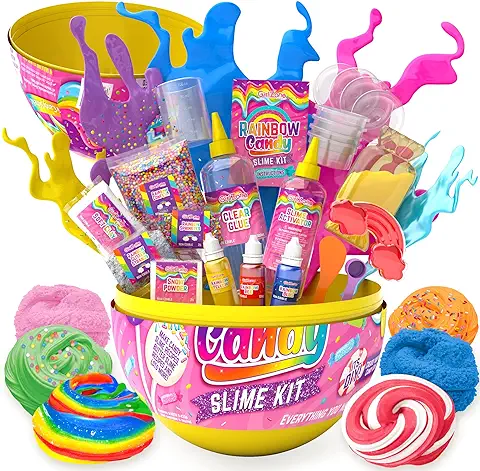 GirlZone Regalos para Niñas Kit de Slime para Niñas Huevo Sorpresa Dulces Arcoíris, Manualidades DIY Rainbow Egg Candy Slime Kit para Hacer Slime Nube Esponjosa, Slime de Mantequilla  